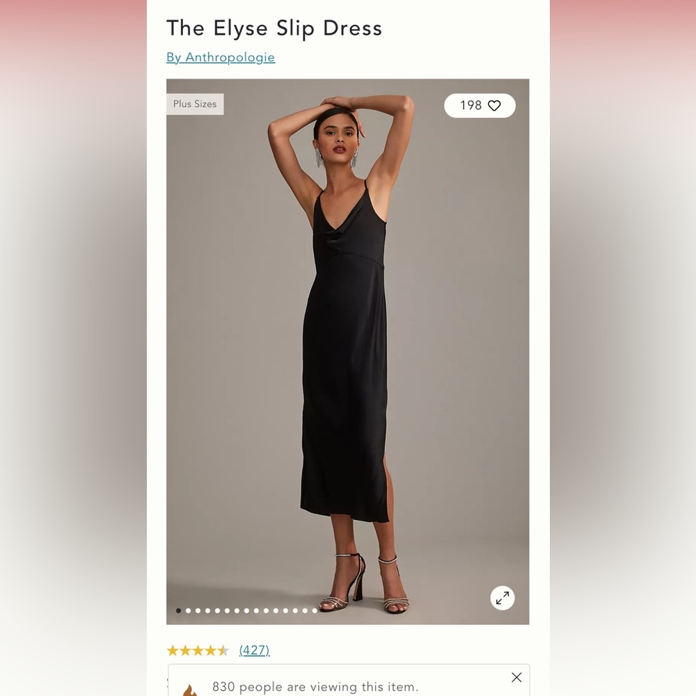 Anthropologie Elyse Slip Dress in black